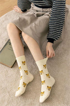 New Cute Cartoon Dog Middle Tube Socks Creative Female Socks Warm Socks Teddy Pomeranian Cotton Socks Stylish Unisex Short Ankle Socks For Men And Women Stevvex