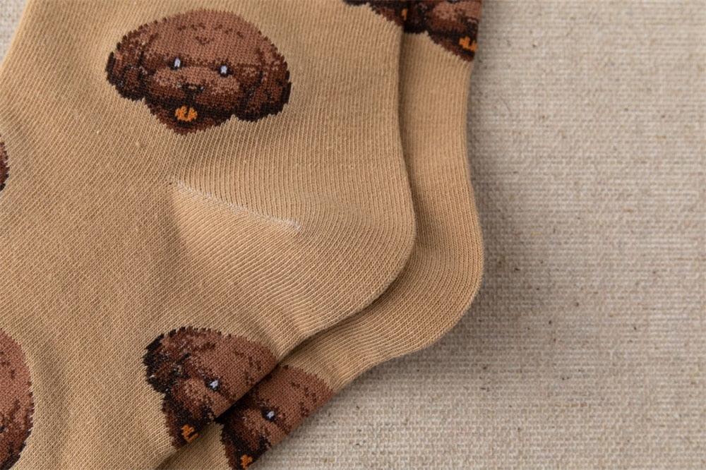 New Cute Cartoon Dog Middle Tube Socks Creative Female Socks Warm Socks Teddy Pomeranian Cotton Socks Stylish Unisex Short Ankle Socks For Men And Women Stevvex