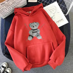 New Dark Hoodies Women Sweatshirts Female Casual Fashion Vintage Oversized Punk Fun Hip Hop Long Bear Long Sleeve Drawstring Hoodie Sweatshirt