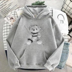 New Dark Hoodies Women Sweatshirts Female Casual Fashion Vintage Oversized Punk Fun Hip Hop Long Bear Long Sleeve Drawstring Hoodie Sweatshirt