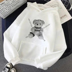 New Dark Hoodies Women Sweatshirts Female Casual Fashion Vintage Oversized Punk Fun Hip Hop Long Bear Long Sleeve Drawstring Hoodie Sweatshirt