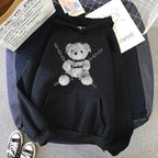 New Dark Hoodies Women Sweatshirts Female Casual Fashion Vintage Oversized Punk Fun Hip Hop Long Bear Long Sleeve Drawstring Hoodie Sweatshirt