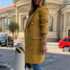 New Dazzling Faux Wool Blends Women's Long Coats Collar Double Breasted Vintage Elegant Lady Plus Size Jackets Winter Outerwear Stevvex