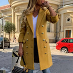 New Dazzling Faux Wool Blends Women's Long Coats Collar Double Breasted Vintage Elegant Lady Plus Size Jackets Winter Outerwear Stevvex