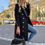 New Dazzling Faux Wool Blends Women's Long Coats Collar Double Breasted Vintage Elegant Lady Plus Size Jackets Winter Outerwear Stevvex