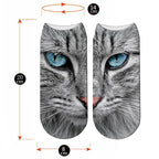 3D Printed Women Winter Christmas Socks Funny Creative Pet Cat Face Unisex Cotton Ankle Socks Children Gift Animal Lover Socks For Men And Women