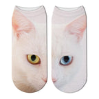 3D Printed Women Winter Christmas Socks Funny Creative Pet Cat Face Unisex Cotton Ankle Socks Children Gift Animal Lover Socks For Men And Women