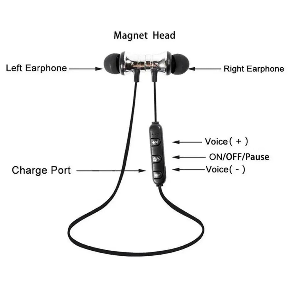 Magnetic Wireless Bluetooth Earphone Music Neckband Sports Earphones For Running & Workout Stevvex