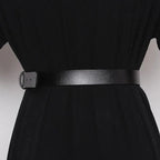 Simple Black Plain Leather Belt For Women Classic Thin Skinny Waistbands Casual Women Dress Belts Stevvex