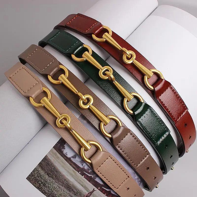 Simple Black Plain Leather Belt For Women Classic Thin Skinny Waistbands Casual Women Dress Belts Stevvex