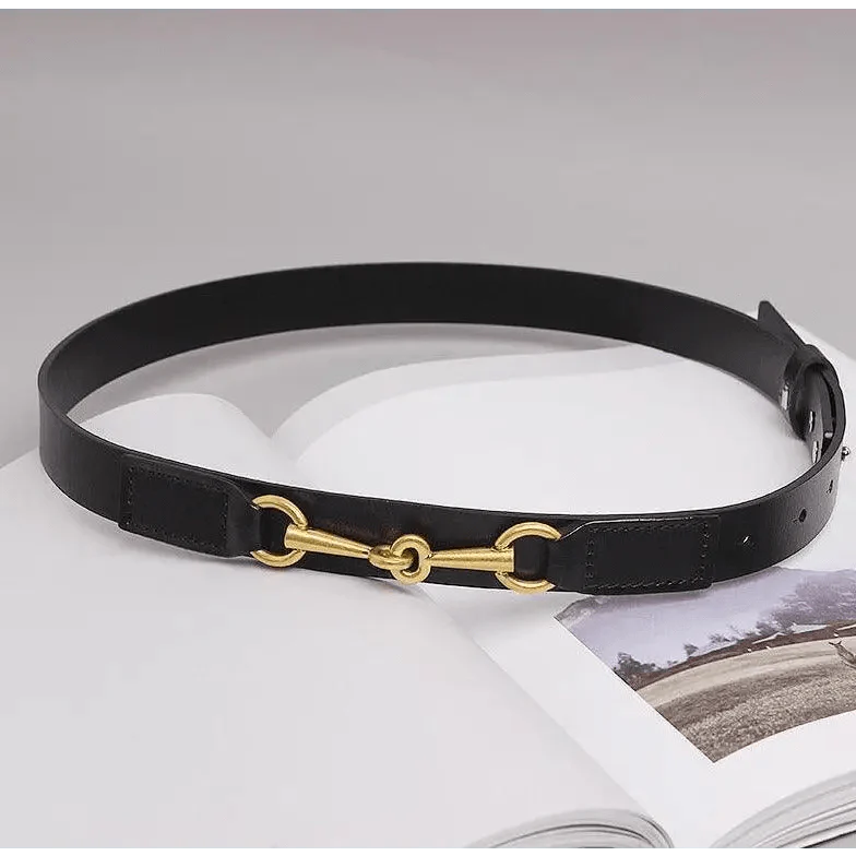 Simple Black Plain Leather Belt For Women Classic Thin Skinny Waistbands Casual Women Dress Belts Stevvex