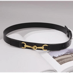 Simple Black Plain Leather Belt For Women Classic Thin Skinny Waistbands Casual Women Dress Belts Stevvex