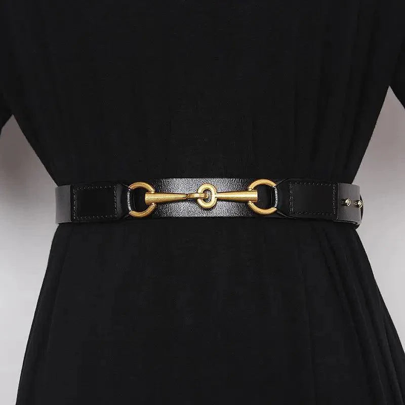 Simple Black Plain Leather Belt For Women Classic Thin Skinny Waistbands Casual Women Dress Belts Stevvex