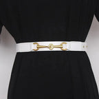 Simple Black Plain Leather Belt For Women Classic Thin Skinny Waistbands Casual Women Dress Belts Stevvex