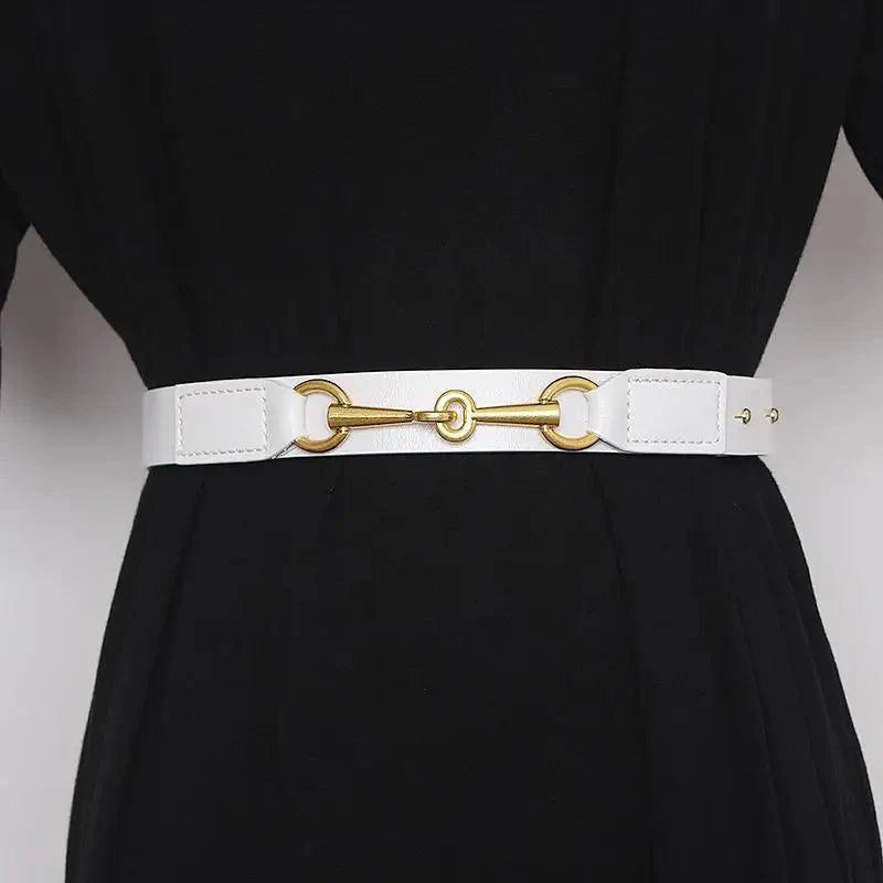 Simple Black Plain Leather Belt For Women Classic Thin Skinny Waistbands Casual Women Dress Belts Stevvex