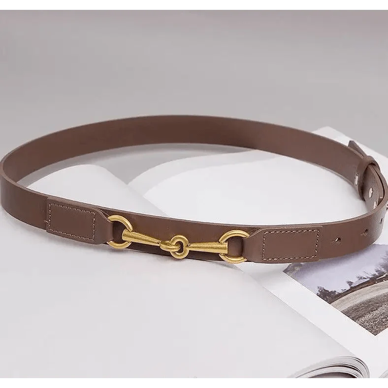 Simple Black Plain Leather Belt For Women Classic Thin Skinny Waistbands Casual Women Dress Belts Stevvex