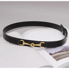 Simple Black Plain Leather Belt For Women Classic Thin Skinny Waistbands Casual Women Dress Belts Stevvex