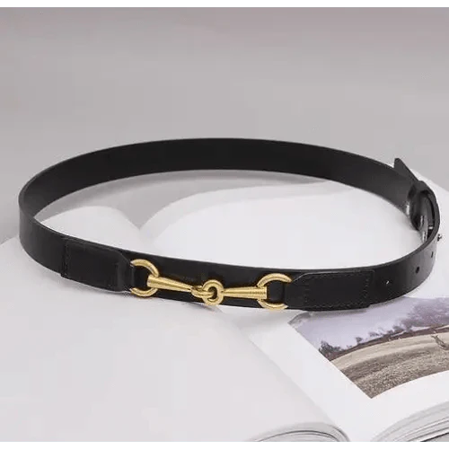 Simple Black Plain Leather Belt For Women Classic Thin Skinny Waistbands Casual Women Dress Belts Stevvex