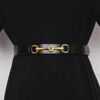 Simple Black Plain Leather Belt For Women Classic Thin Skinny Waistbands Casual Women Dress Belts Stevvex