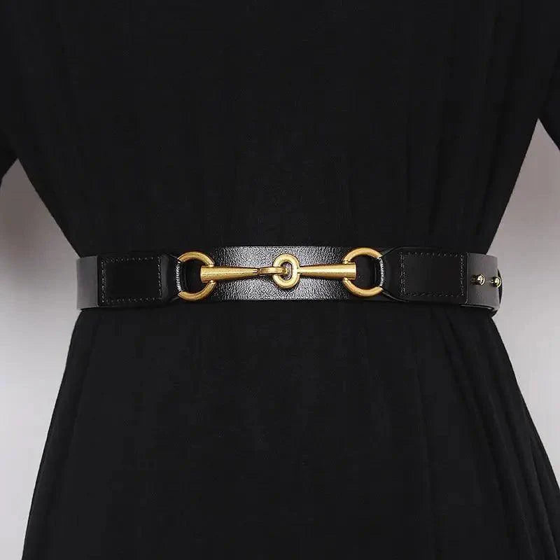 Simple Black Plain Leather Belt For Women Classic Thin Skinny Waistbands Casual Women Dress Belts Stevvex