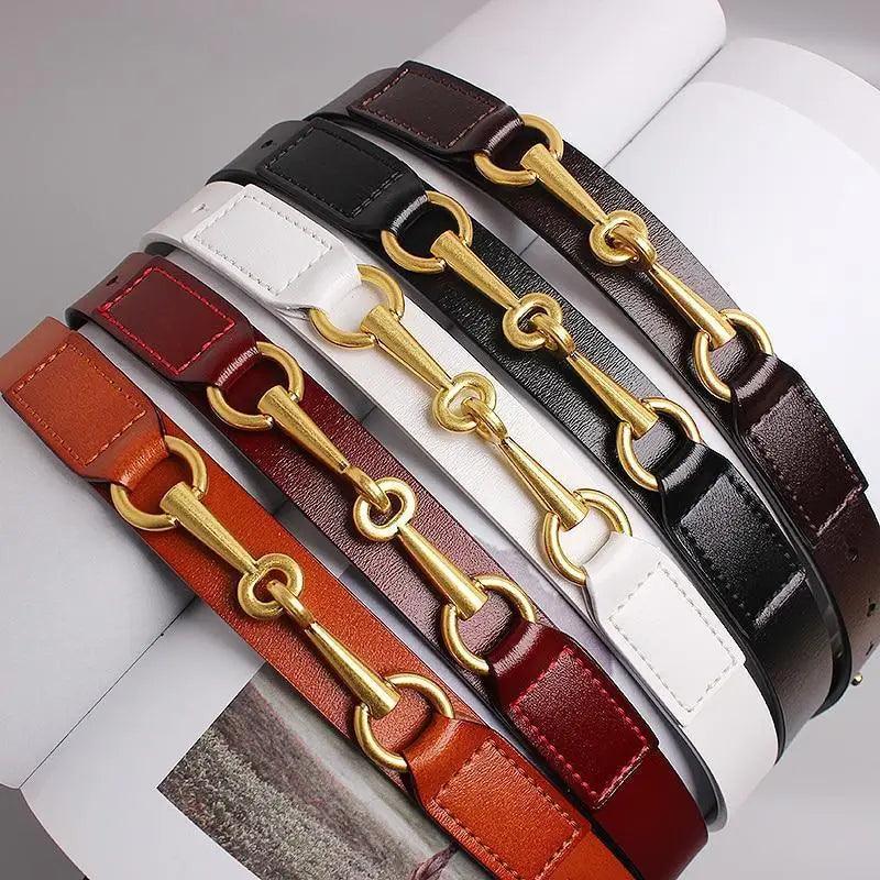Simple Black Plain Leather Belt For Women Classic Thin Skinny Waistbands Casual Women Dress Belts Stevvex