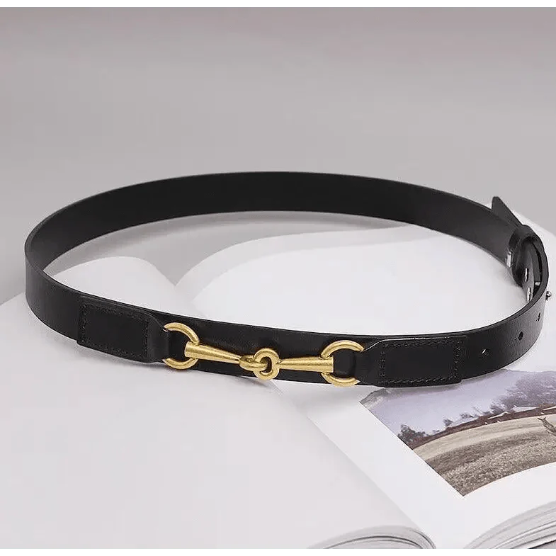 Simple Black Plain Leather Belt For Women Classic Thin Skinny Waistbands Casual Women Dress Belts Stevvex