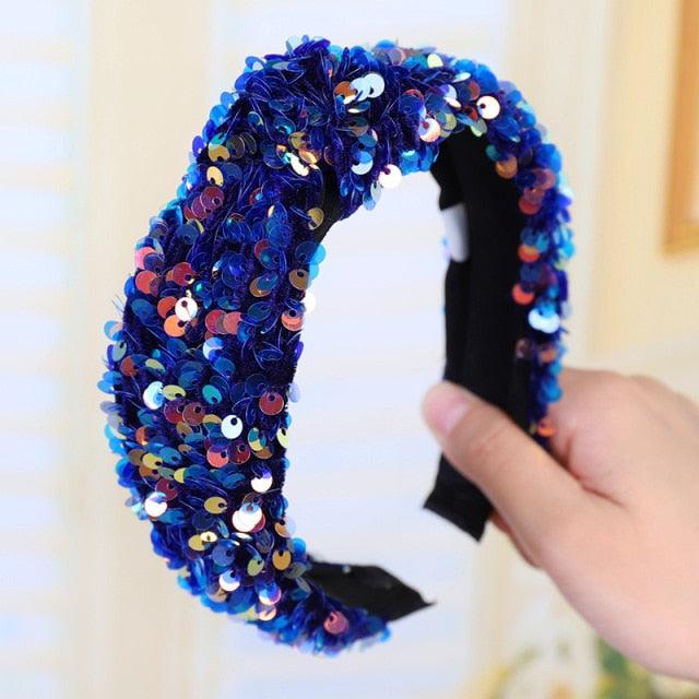 Sparkly Sequins Sponge Headbands Mermaid Knot Tie Head Bands for Women Daily Party Crown Turban Gorgeous Hair Accessories For Women Stevvex
