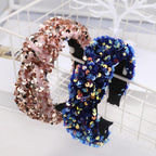 Sparkly Sequins Sponge Headbands Mermaid Knot Tie Head Bands for Women Daily Party Crown Turban Gorgeous Hair Accessories For Women Stevvex