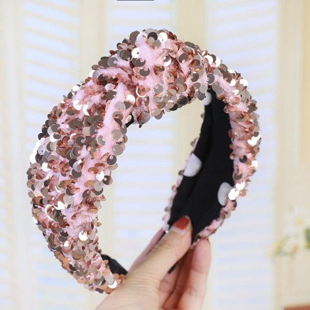 Sparkly Sequins Sponge Headbands Mermaid Knot Tie Head Bands for Women Daily Party Crown Turban Gorgeous Hair Accessories For Women Stevvex