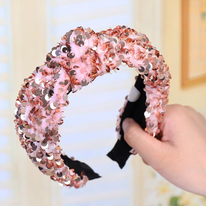 Sparkly Sequins Sponge Headbands Mermaid Knot Tie Head Bands for Women Daily Party Crown Turban Gorgeous Hair Accessories For Women Stevvex