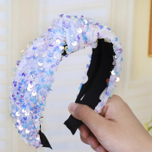 Sparkly Sequins Sponge Headbands Mermaid Knot Tie Head Bands for Women Daily Party Crown Turban Gorgeous Hair Accessories For Women Stevvex