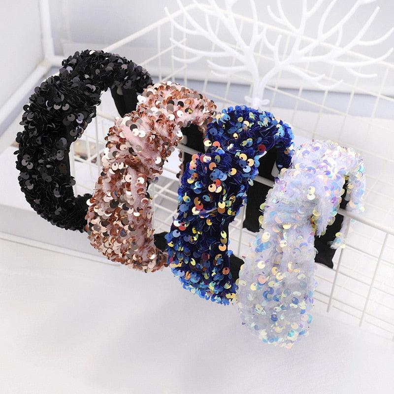 Sparkly Sequins Sponge Headbands Mermaid Knot Tie Head Bands for Women Daily Party Crown Turban Gorgeous Hair Accessories For Women Stevvex
