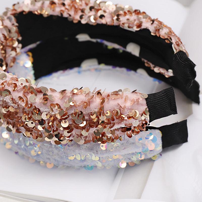 Sparkly Sequins Sponge Headbands Mermaid Knot Tie Head Bands for Women Daily Party Crown Turban Gorgeous Hair Accessories For Women Stevvex