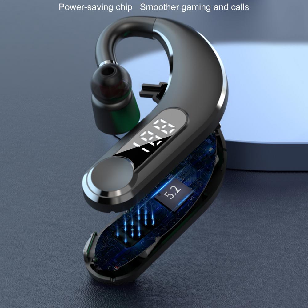 New Digital Display Wireless Single Ear Headset Bluetooth-compatible Earphone 5.2 Long Standby Time LED Power Digital Display Earphone Elegant Design Improved Comfort Long Range Wireless Hands Free Earphone For Drivers Canceling Headphones For Business Stevvex