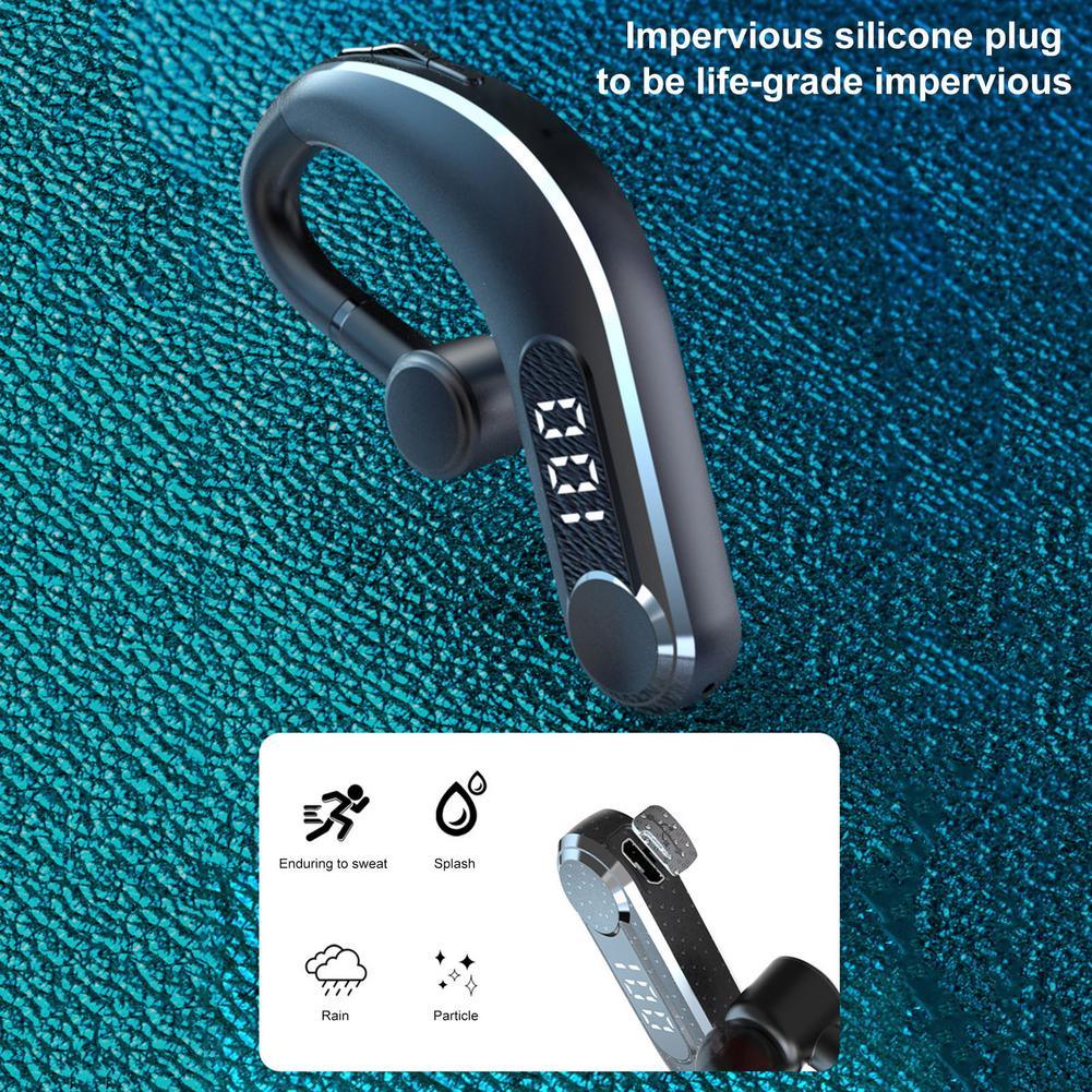 New Digital Display Wireless Single Ear Headset Bluetooth-compatible Earphone 5.2 Long Standby Time LED Power Digital Display Earphone Elegant Design Improved Comfort Long Range Wireless Hands Free Earphone For Drivers Canceling Headphones For Business Stevvex