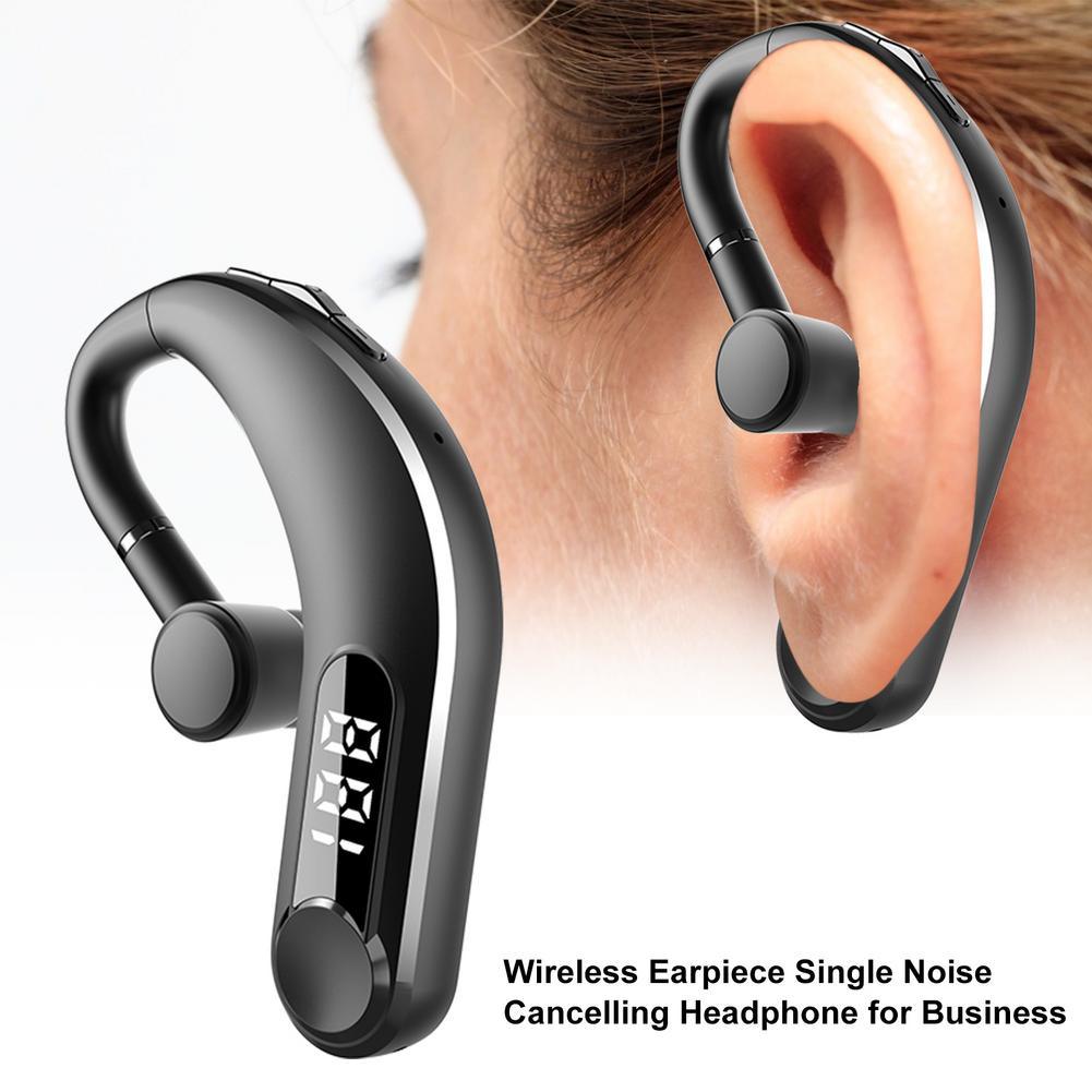 New Digital Display Wireless Single Ear Headset Bluetooth-compatible Earphone 5.2 Long Standby Time LED Power Digital Display Earphone Elegant Design Improved Comfort Long Range Wireless Hands Free Earphone For Drivers Canceling Headphones For Business Stevvex