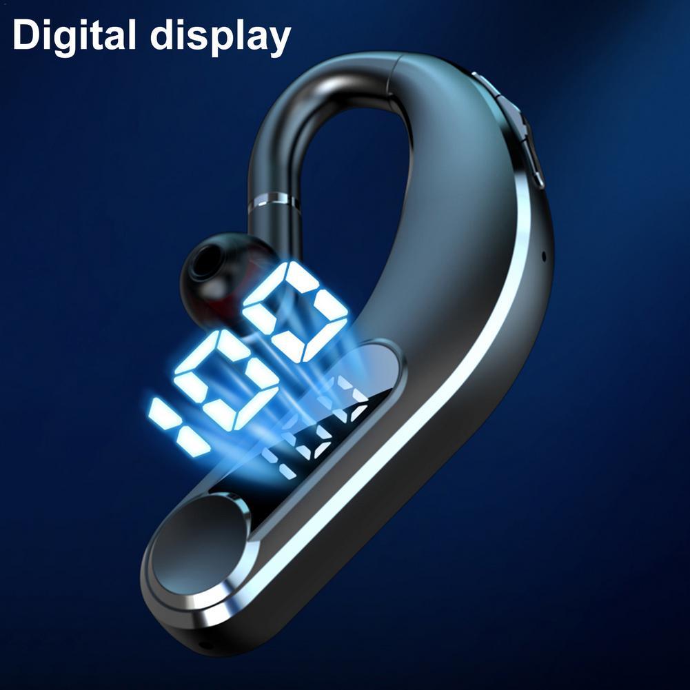 New Digital Display Wireless Single Ear Headset Bluetooth-compatible Earphone 5.2 Long Standby Time LED Power Digital Display Earphone Elegant Design Improved Comfort Long Range Wireless Hands Free Earphone For Drivers Canceling Headphones For Business Stevvex