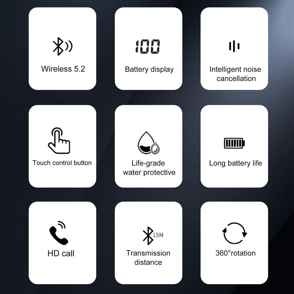 New Digital Display Wireless Single Ear Headset Bluetooth-compatible Earphone 5.2 Long Standby Time LED Power Digital Display Earphone Elegant Design Improved Comfort Long Range Wireless Hands Free Earphone For Drivers Canceling Headphones For Business Stevvex