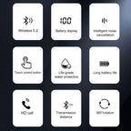 New Digital Display Wireless Single Ear Headset Bluetooth-compatible Earphone 5.2 Long Standby Time LED Power Digital Display Earphone Elegant Design Improved Comfort Long Range Wireless Hands Free Earphone For Drivers Canceling Headphones For Business Stevvex