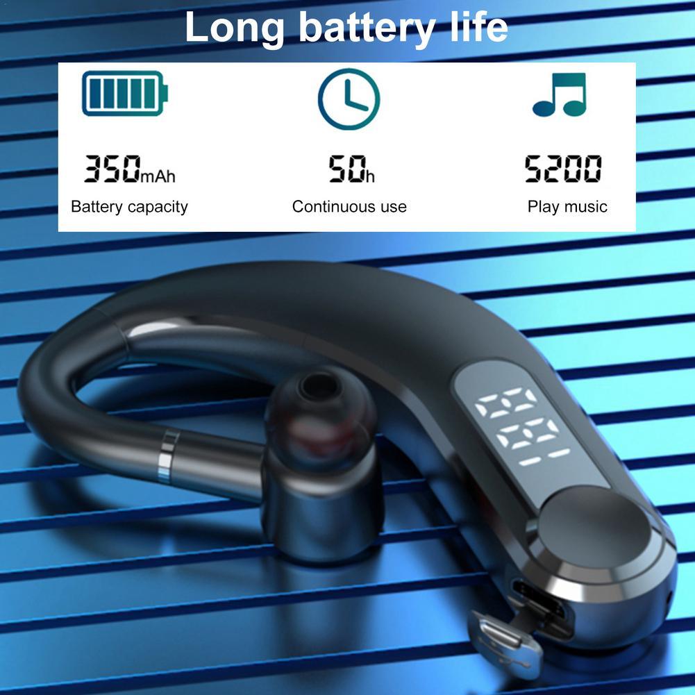 New Digital Display Wireless Single Ear Headset Bluetooth-compatible Earphone 5.2 Long Standby Time LED Power Digital Display Earphone Elegant Design Improved Comfort Long Range Wireless Hands Free Earphone For Drivers Canceling Headphones For Business Stevvex