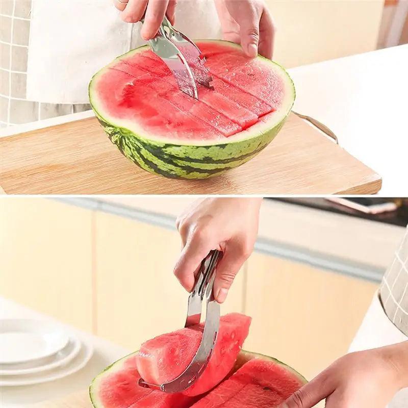 New Eco-Friendly 1pcs Stainless Steel Watermelon Slicer Cutter Knife For Fruit Tools Kitchen Accessories Gadgets Watermelon Spoons Stevvex