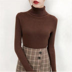 New Elegance Autumn/Winter Knitted Jumper Tops Turtleneck Pullovers Casual Sweaters Women Shirt Long Sleeve Tight Sweater Girls Stevvex
