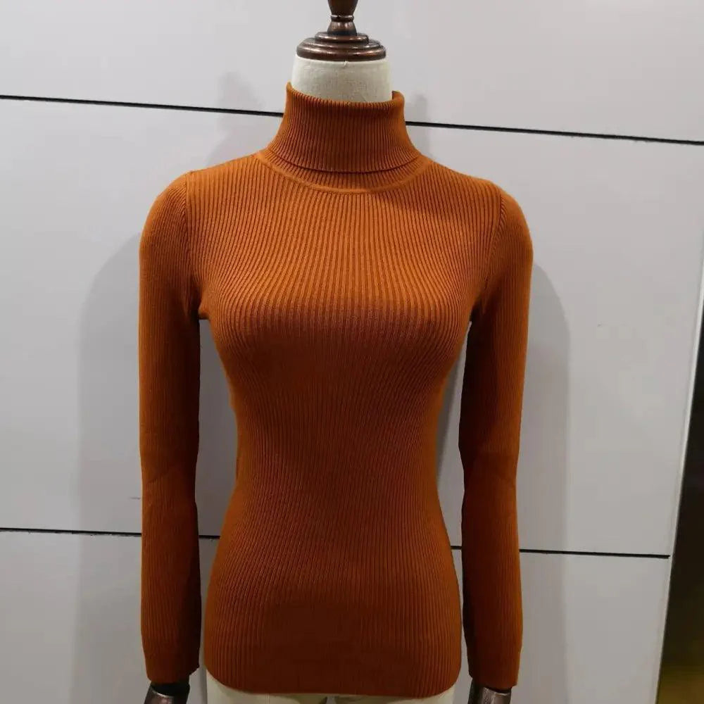 New Elegance Autumn/Winter Knitted Jumper Tops Turtleneck Pullovers Casual Sweaters Women Shirt Long Sleeve Tight Sweater Girls Stevvex