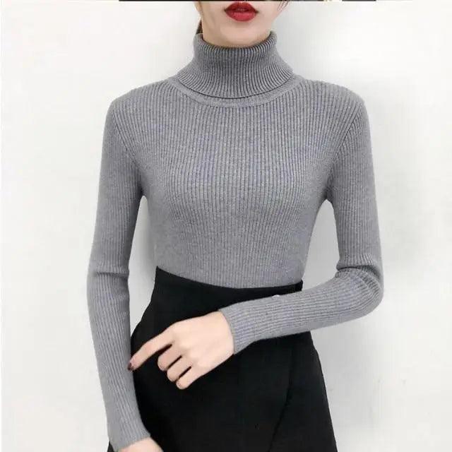 New Elegance Autumn/Winter Knitted Jumper Tops Turtleneck Pullovers Casual Sweaters Women Shirt Long Sleeve Tight Sweater Girls Stevvex