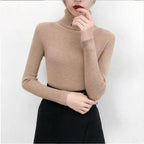 New Elegance Autumn/Winter Knitted Jumper Tops Turtleneck Pullovers Casual Sweaters Women Shirt Long Sleeve Tight Sweater Girls Stevvex