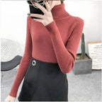 New Elegance Autumn/Winter Knitted Jumper Tops Turtleneck Pullovers Casual Sweaters Women Shirt Long Sleeve Tight Sweater Girls Stevvex