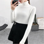 New Elegance Autumn/Winter Knitted Jumper Tops Turtleneck Pullovers Casual Sweaters Women Shirt Long Sleeve Tight Sweater Girls Stevvex