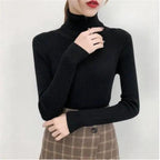 New Elegance Autumn/Winter Knitted Jumper Tops Turtleneck Pullovers Casual Sweaters Women Shirt Long Sleeve Tight Sweater Girls Stevvex