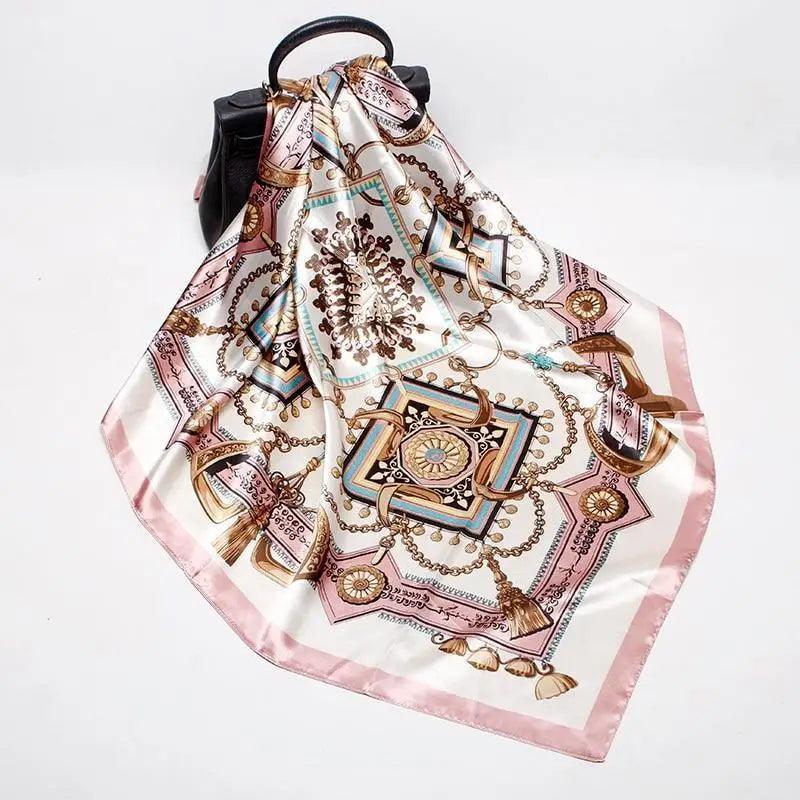 New Elegance Fashionable Scarves for Women Shawl Print Silk Satin Hijab Scarf Female Bandana 90*90cm Luxury Square Shawls Scarfs For Ladies Stevvex