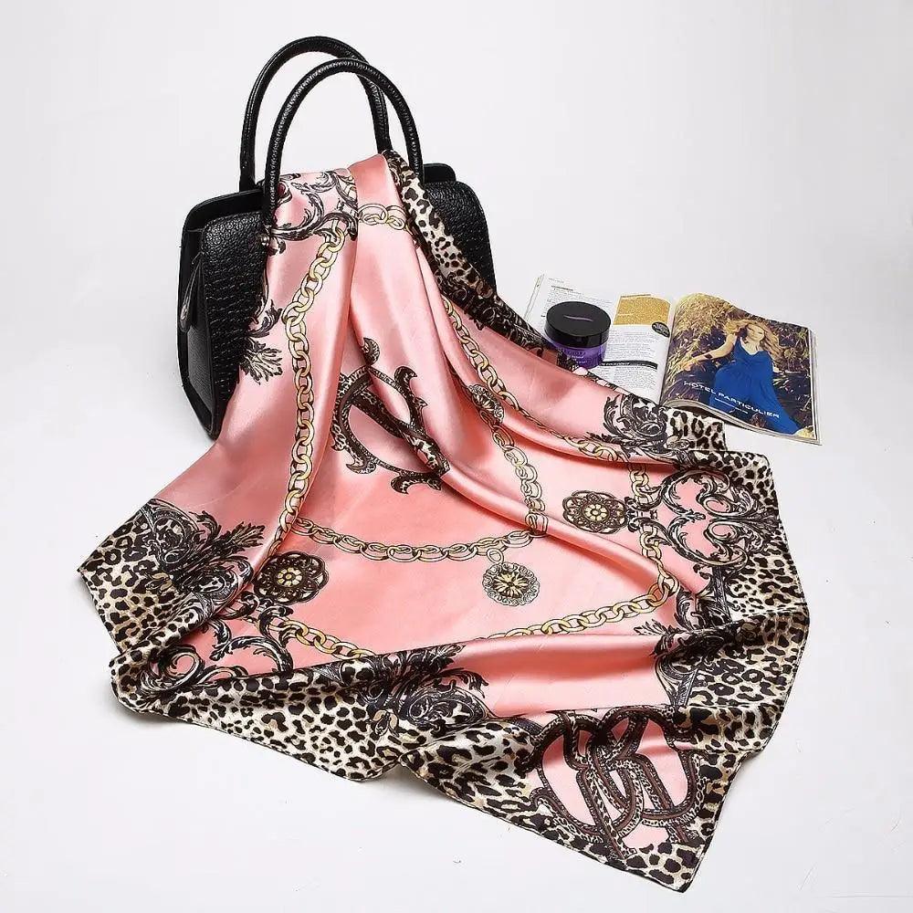 New Elegance Fashionable Scarves for Women Shawl Print Silk Satin Hijab Scarf Female Bandana 90*90cm Luxury Square Shawls Scarfs For Ladies Stevvex